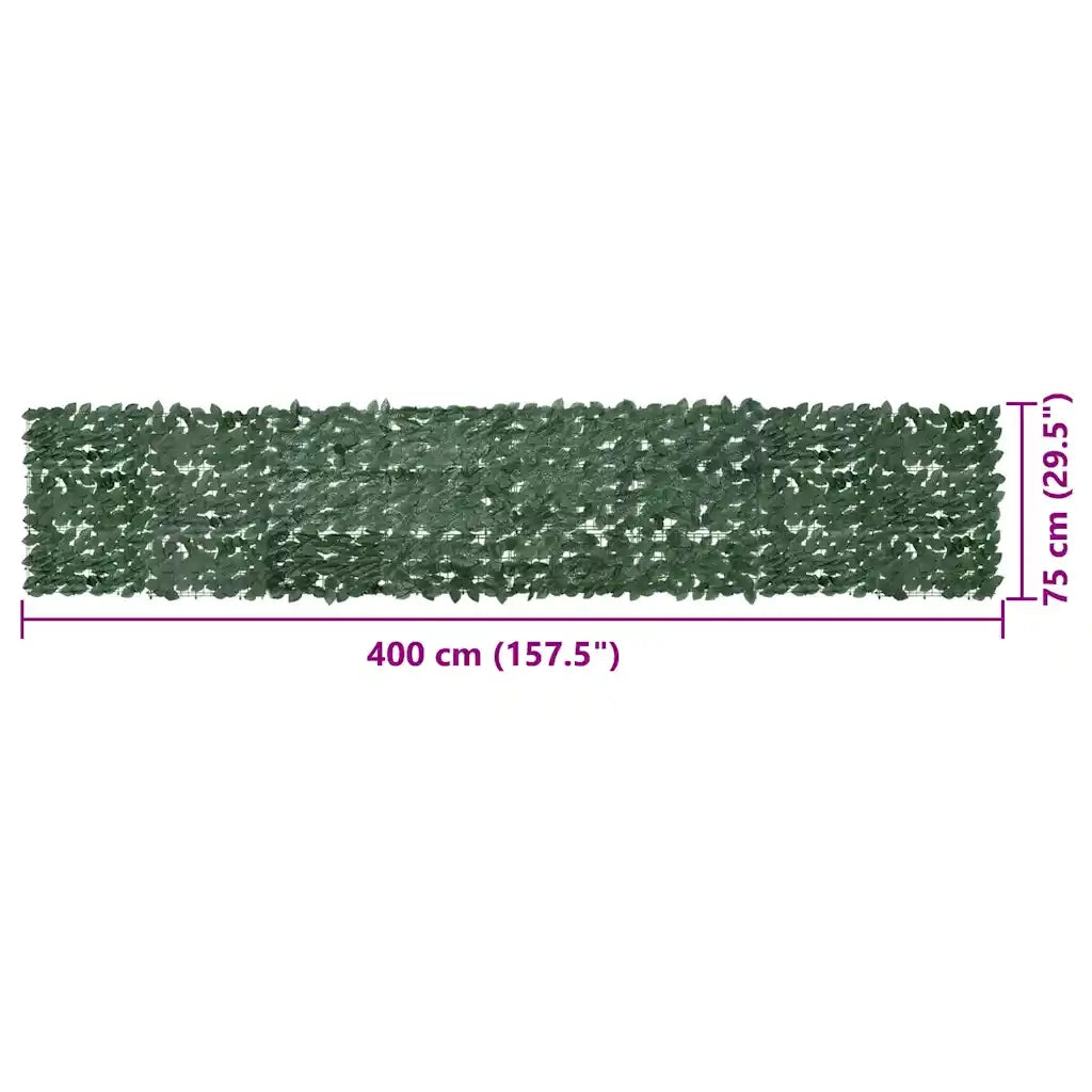 Paravento da Balcone con Foglie Verde Scuro 400x75 cm 315484