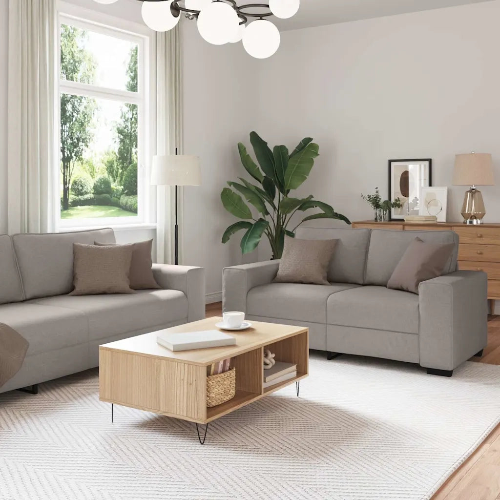 Set di Divani 2 pz con Cuscini Tortora in Tessuto 3324737