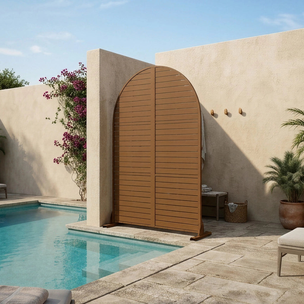 Pannello Divisorio Nodepp Paravento Arcuato in Acciaio 180 x 90 cm - Marrone casa.pro