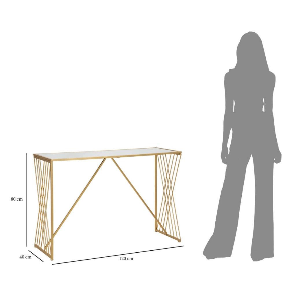 Tavolo Consolle VKH624, Oro, Metallo, 120x40x80 cm