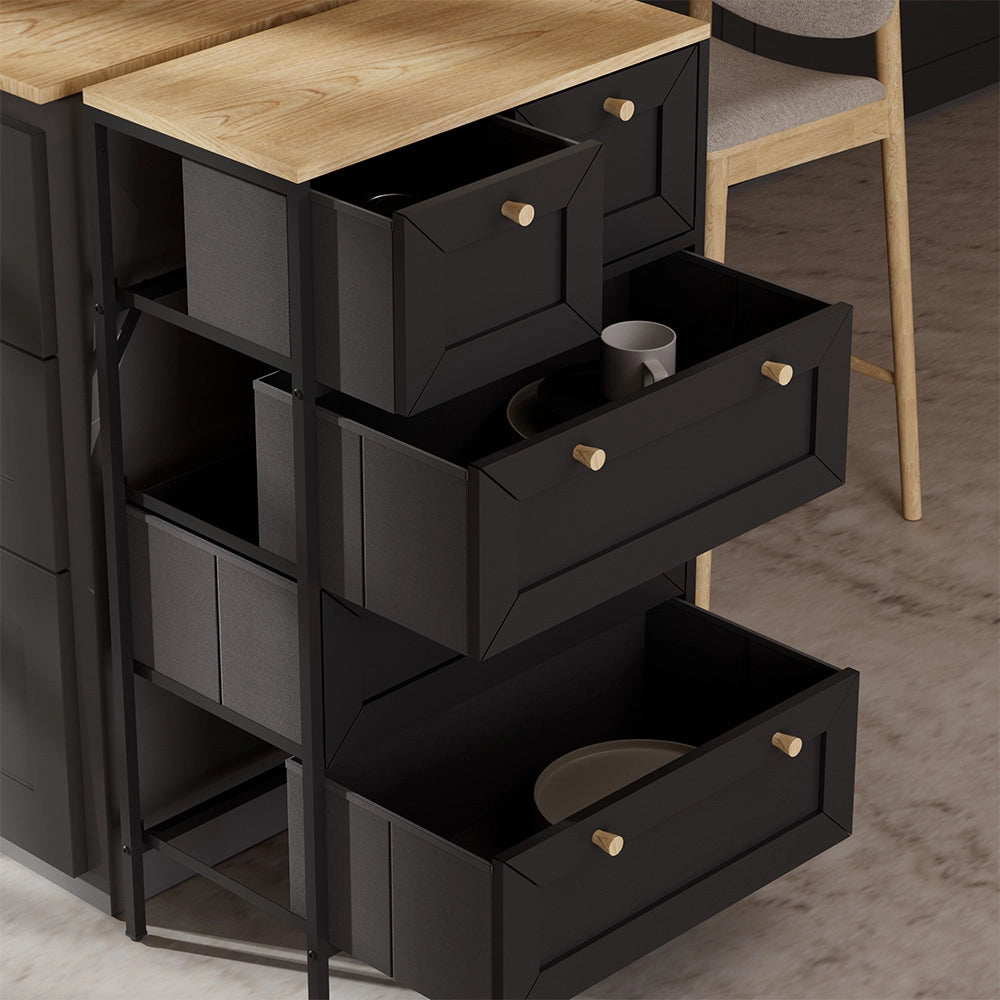 Vicco Cassettiera Nero 56 x 95 cm con 5 cassetti