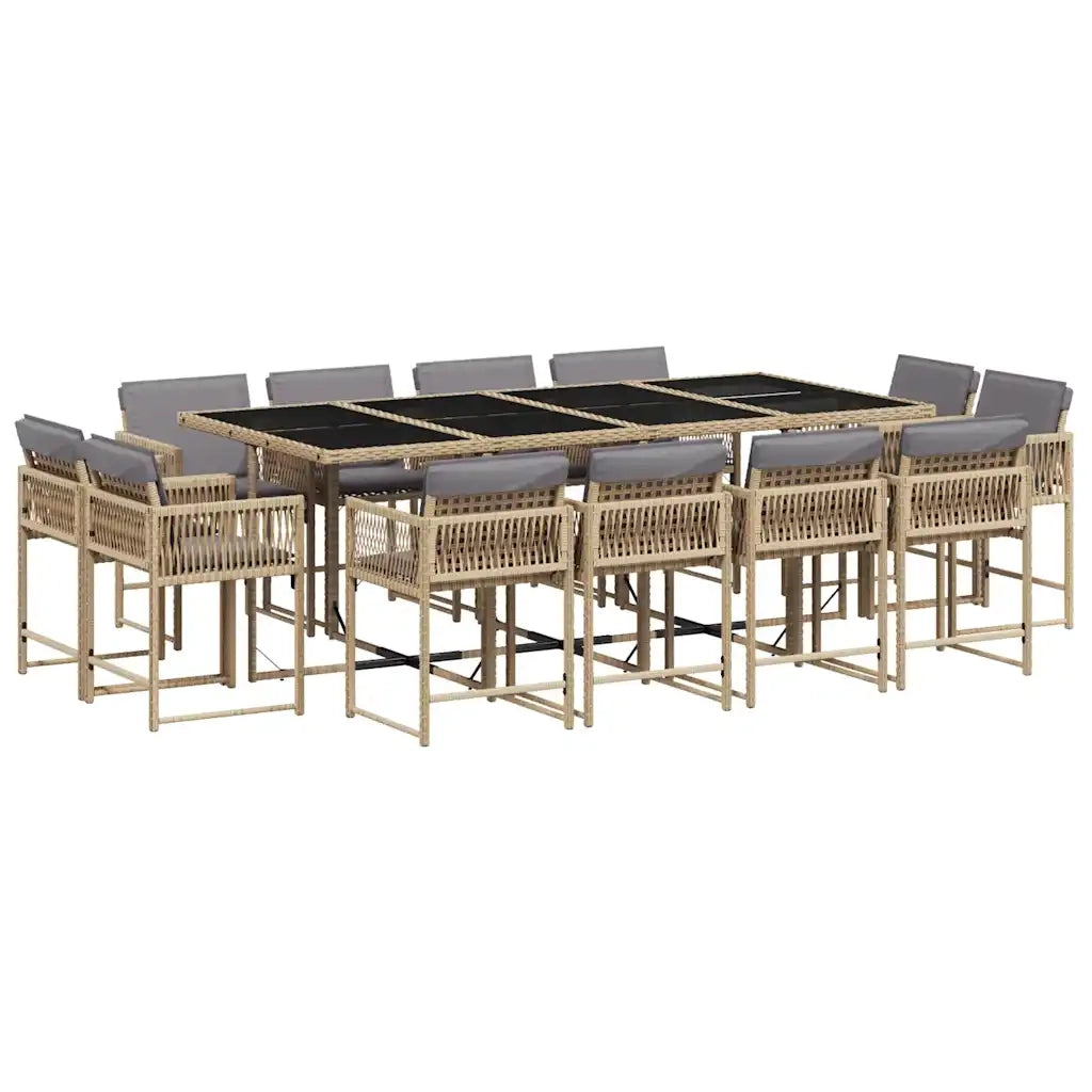 Set Pranzo da Giardino 13 pz con Cuscini Beige Misto Polyrattan 3211584