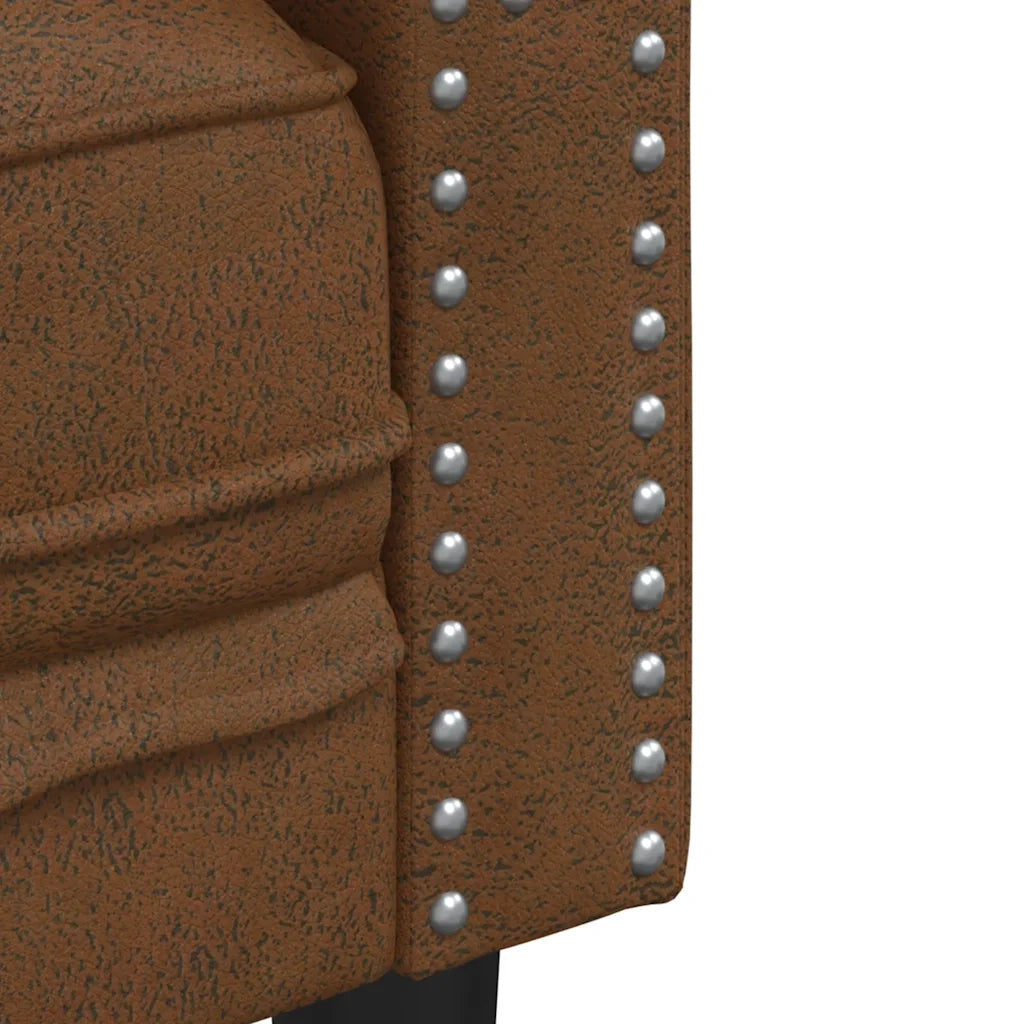 Divano Chesterfield a 2 Posti Marrone in Similpelle Scamosciata 372665