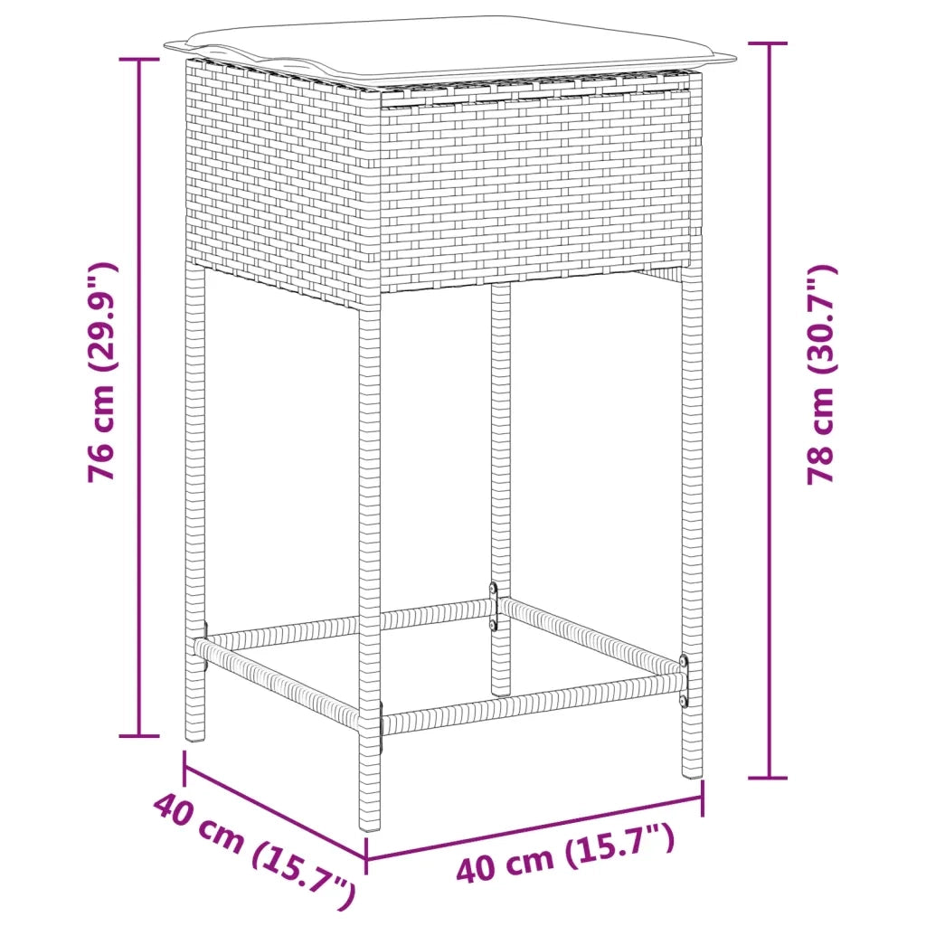 Sgabelli da Bar con Cuscini 2 pz Beige in Polyrattan 368321