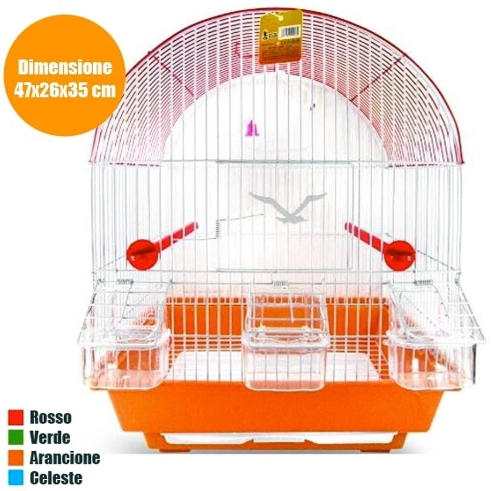 Trade Shop - Gabbia Arco Completa Di Accessori Per Uccelli Canarini Pappagalli In Metallo -