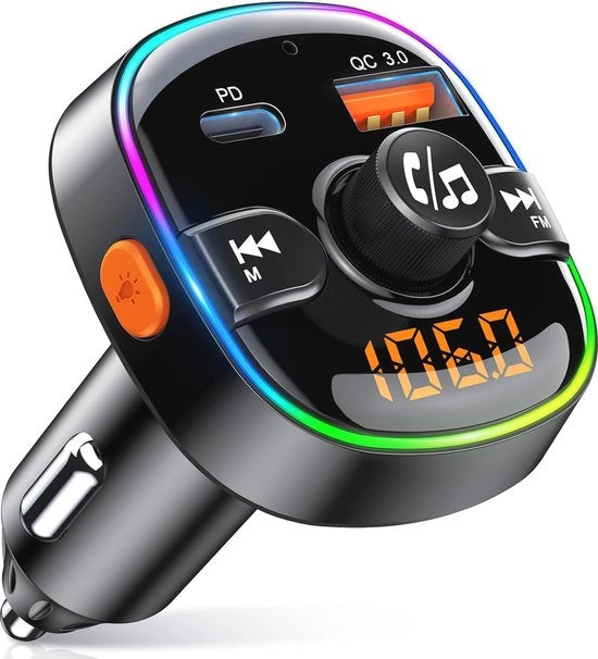 Trasmettitore Bluetooth 5.3 FM con Snellader e Assistente Vocale - Supporta Carta SD e Illuminazione RGB