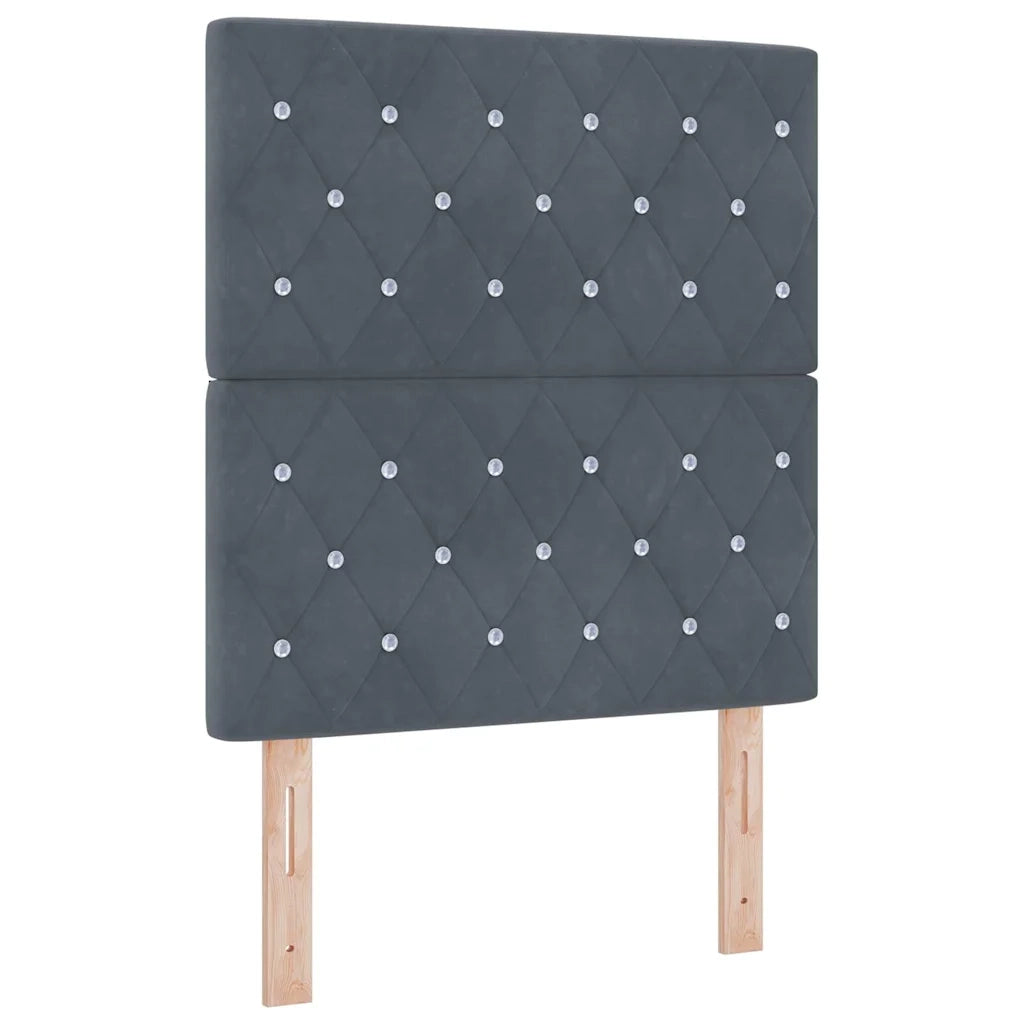 Letto a molle con testiera Grigio scuro 80 x 200 cm Velluto 3344838