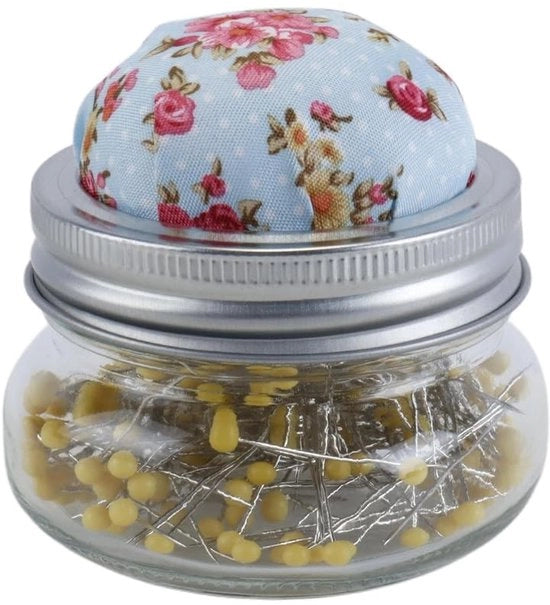 Vaso di Vetro con Cuscino a Spillo e Perle di Vetro