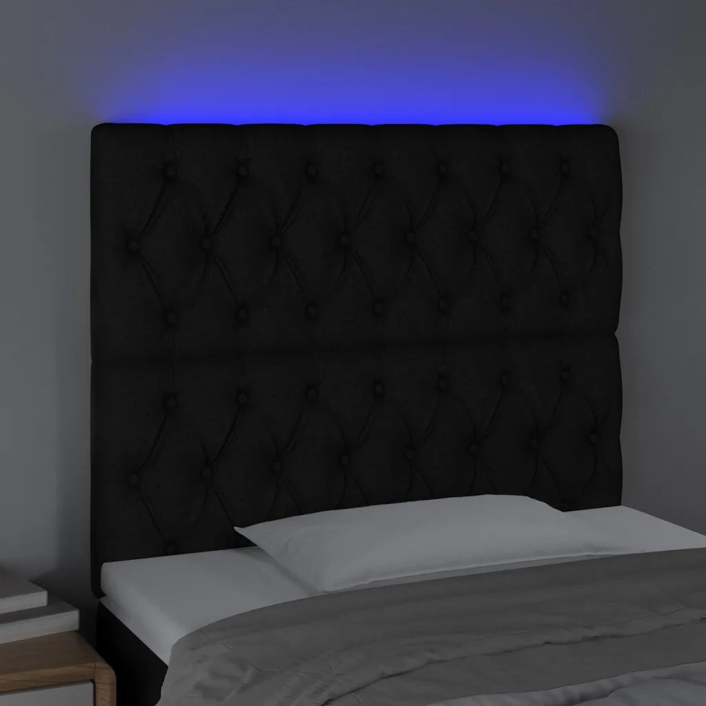 Testiera a LED-Testata con LED nero 90x7x118/128cm in Tessuto