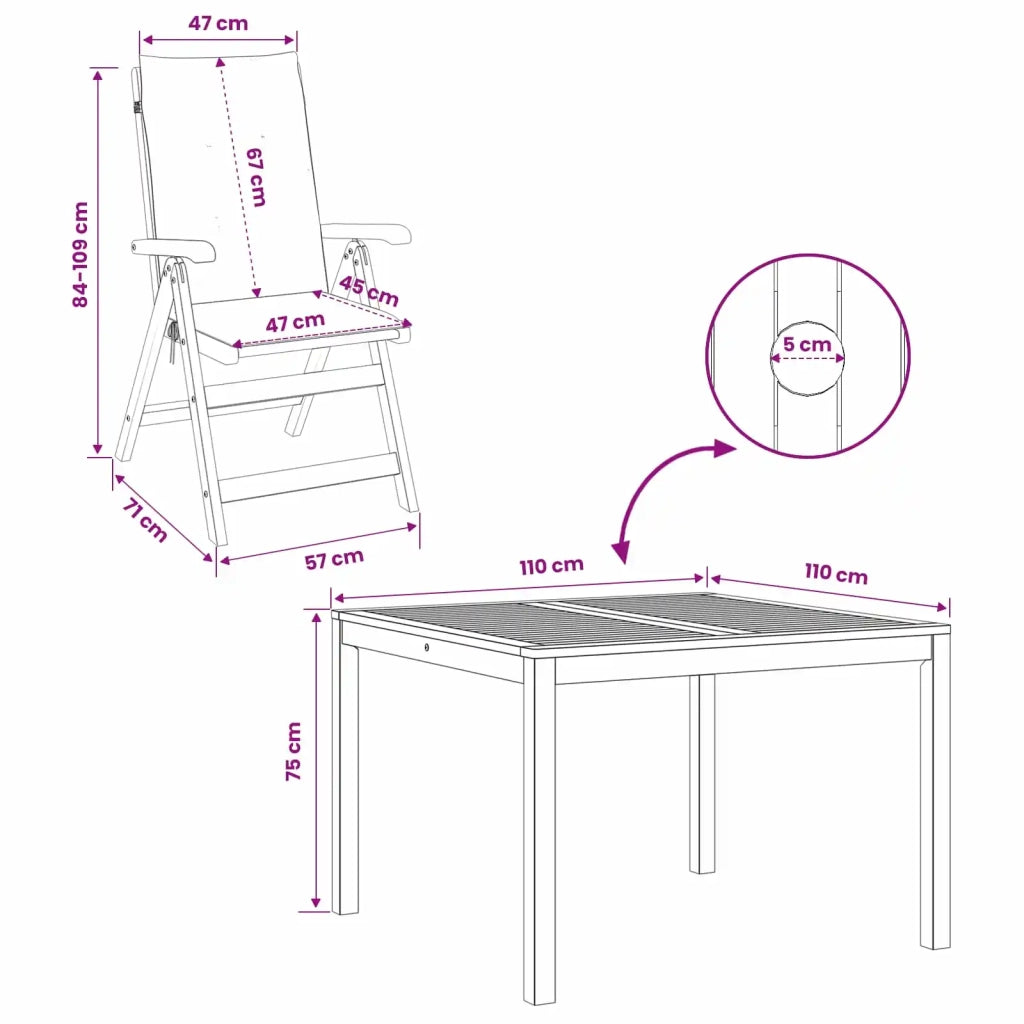 Set da pranzo da giardino 7 pezzi 7 pz Naturale 3434622