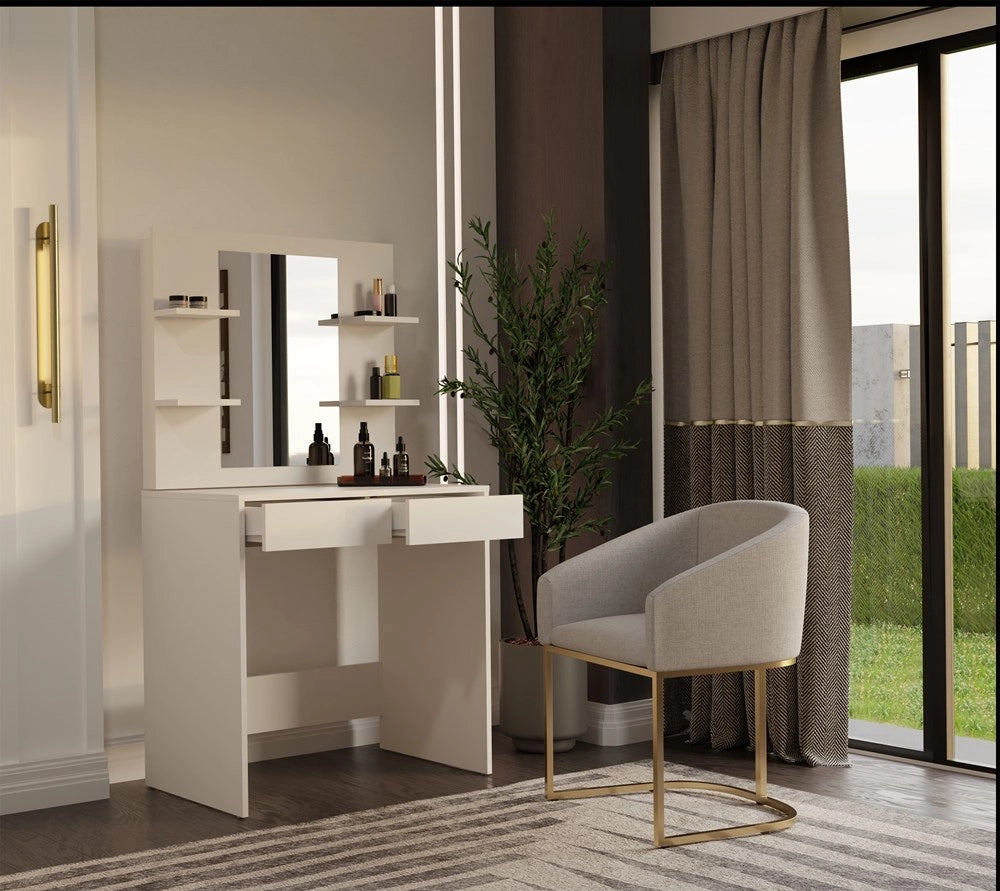 Toeletta da trucco con specchio per make-up MARINA 4p + scrivania 2s cashmere
