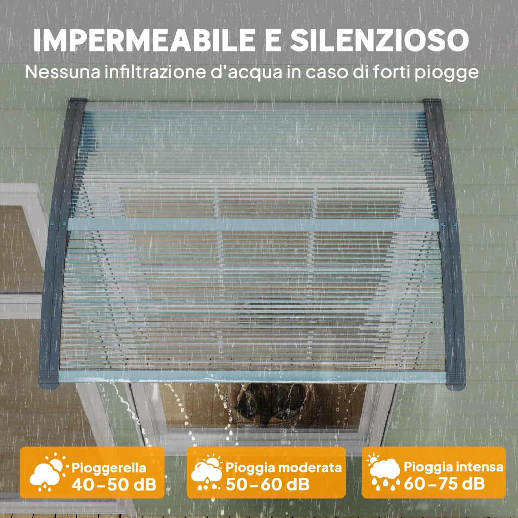 Tettoia Esterna in Policarbonato ¨C Minimal ¨C 100x80 cm Grigio