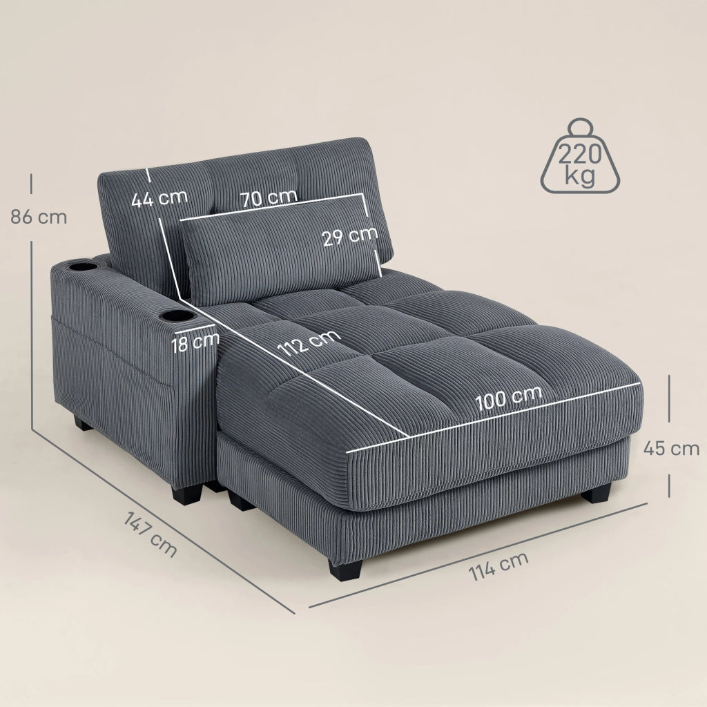 Divano letto con cuscini e portabicchieri ¨C Xylo ¨C Grigio, schiuma trasformabile