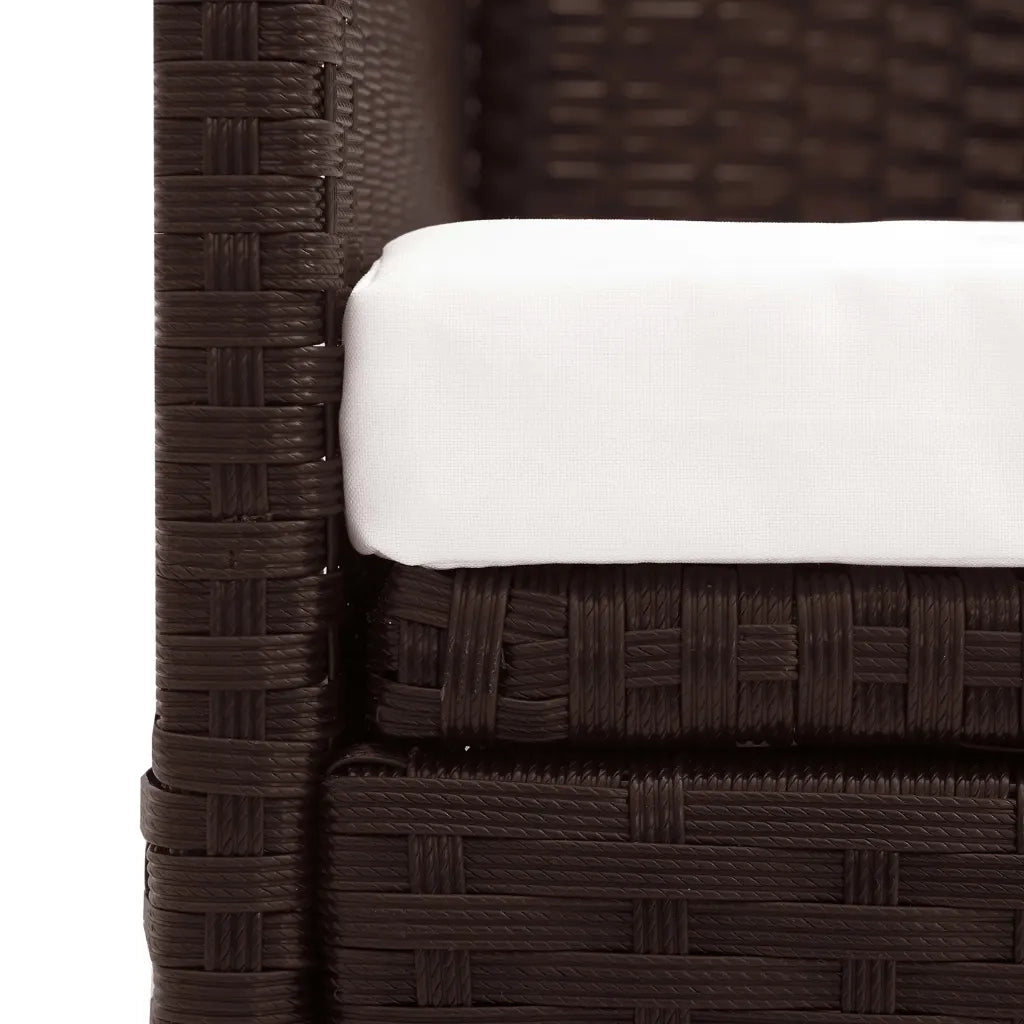 Divano da Giardino con Tettoia-Sofa da Giardino-Divano da esterno in Polyrattan Marrone