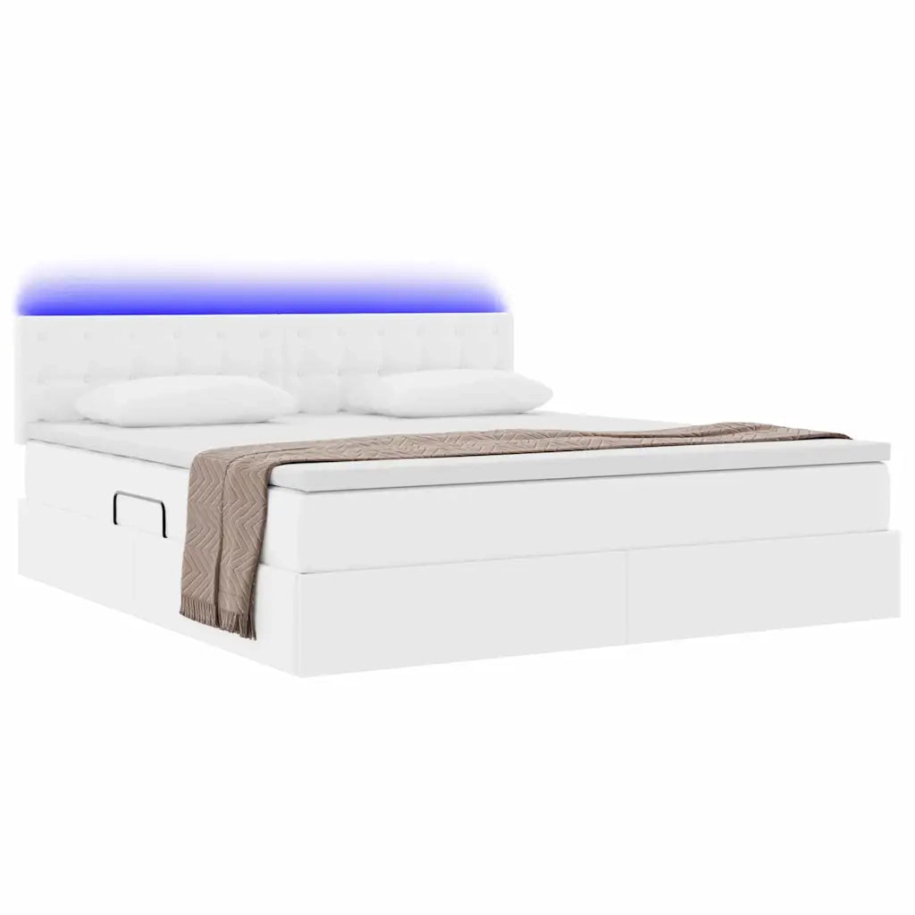 Letto con contenitore e LED con led Bianco Puro 180 x 200 cm