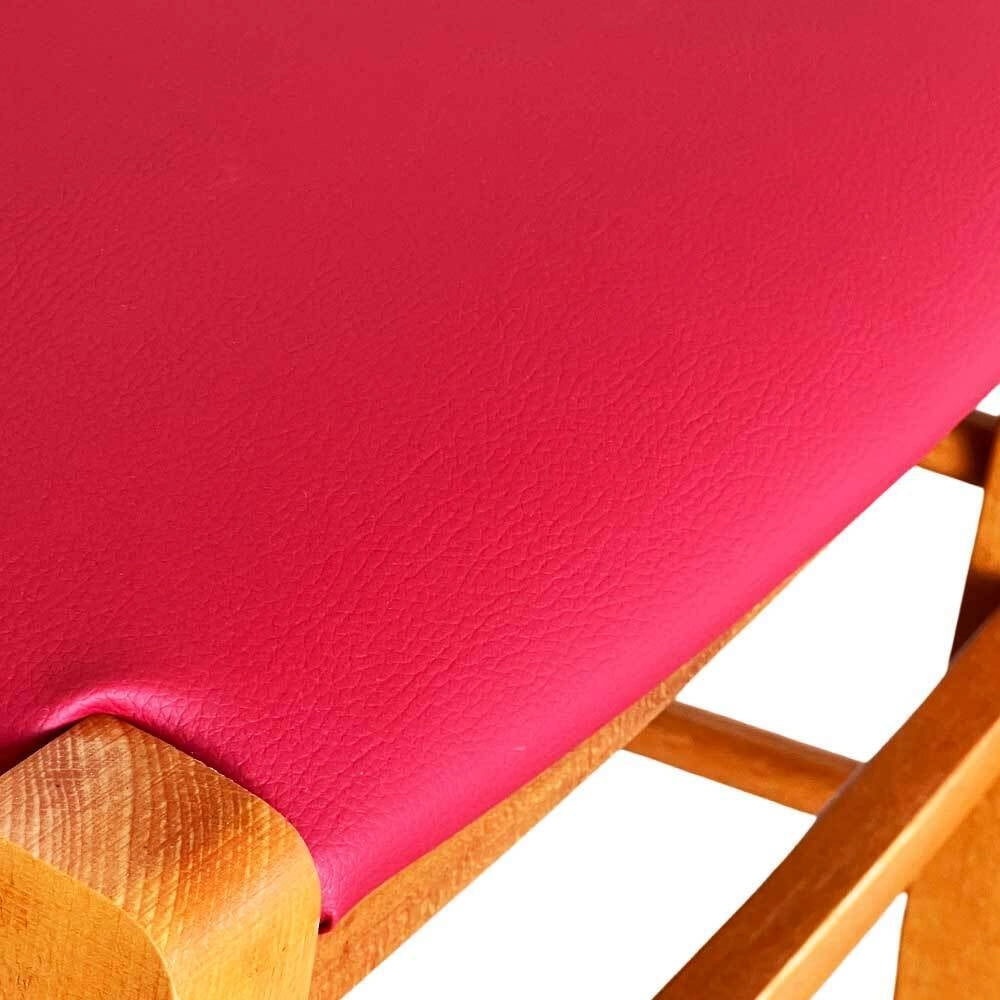 Sedia in legno Paesana in finitura color ciliegio con seduta in similpelle rosso