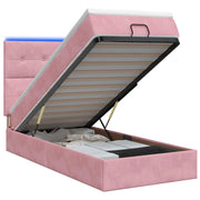 Letto Ottomano con Materasso e LED Rosa 90 x 190 cm Velluto 3458276