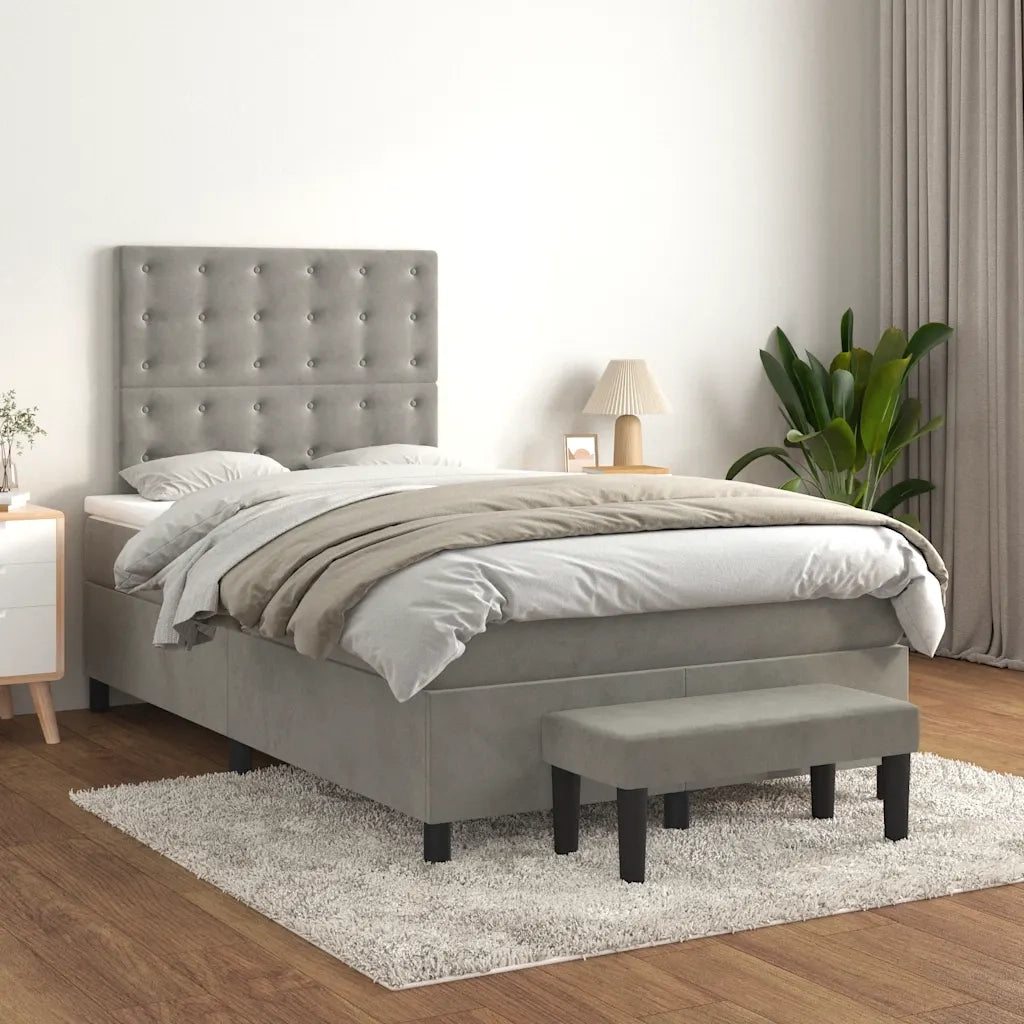 Giroletto a Molle con Materasso Grigio Chiaro 120x190cm Velluto 3270493