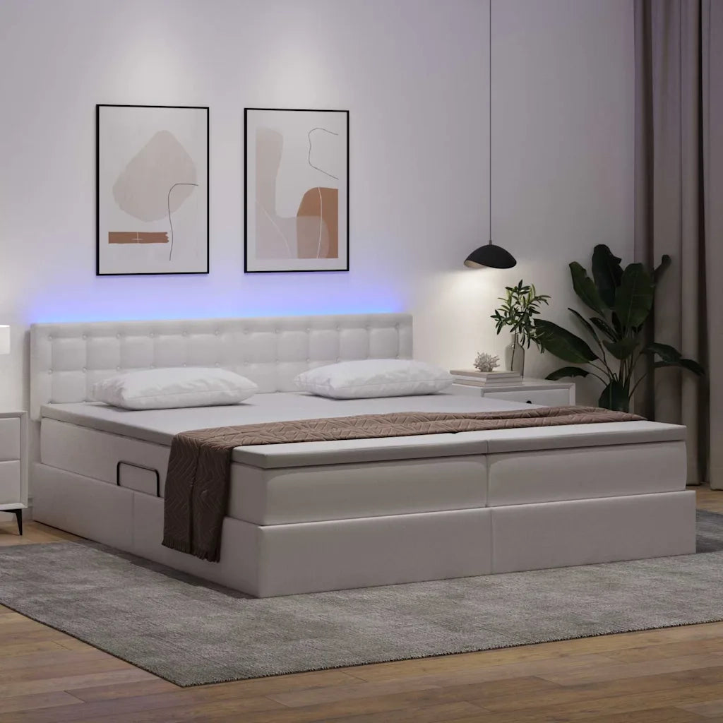 Letto con contenitore e LED con led Bianco Puro 180 x 200 cm 3371542