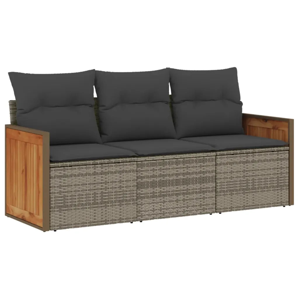 Set Divani da Giardino 3 pz con Cuscini Grigio in Polyrattan 3259841