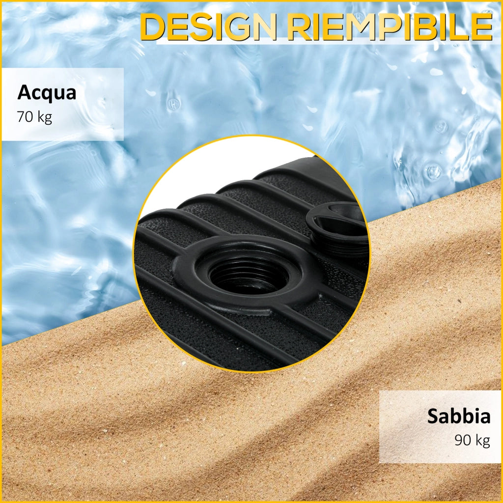 Base per Ombrellone Giardino ¨C zephmum ¨C Nero, HDPE, 80x60 cm