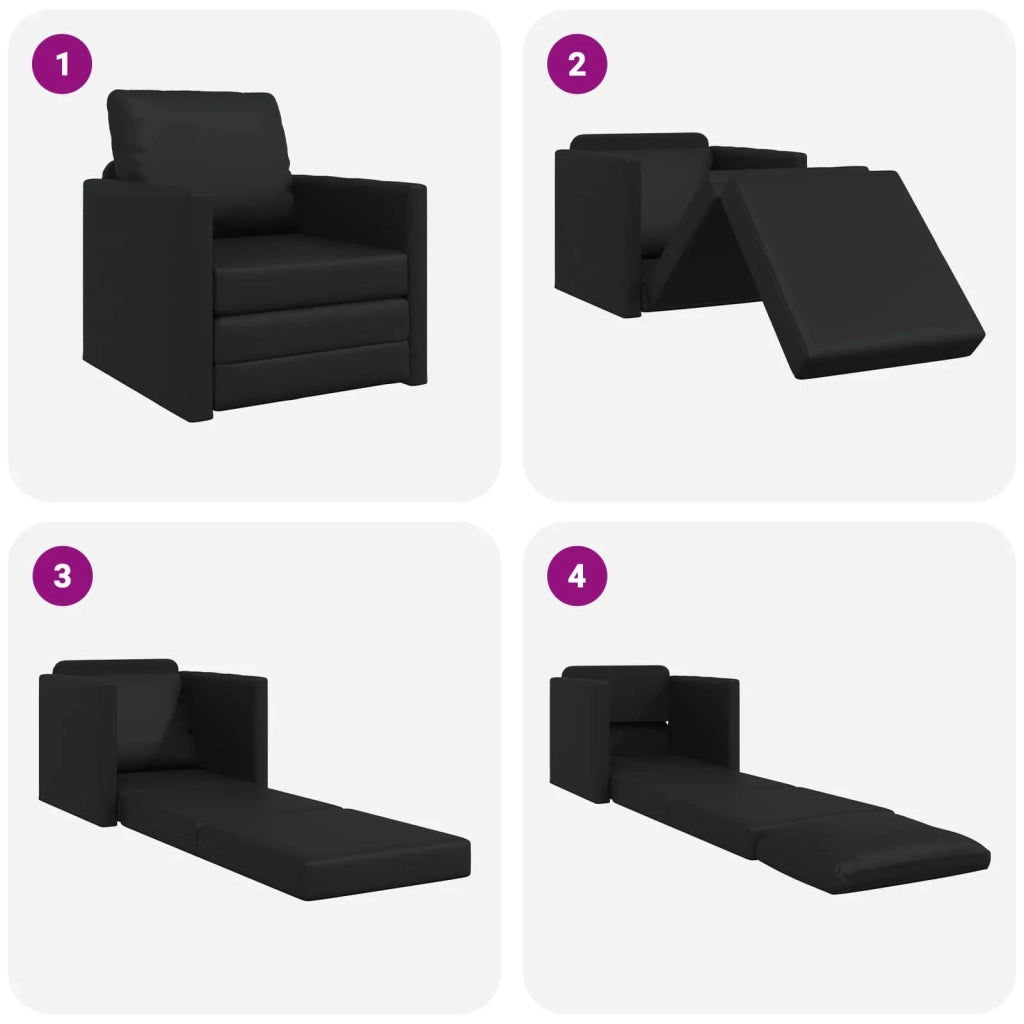 Divano letto | Sof¨¤ letto | Letto singolo 60cm Nero Pelle Artificiale
