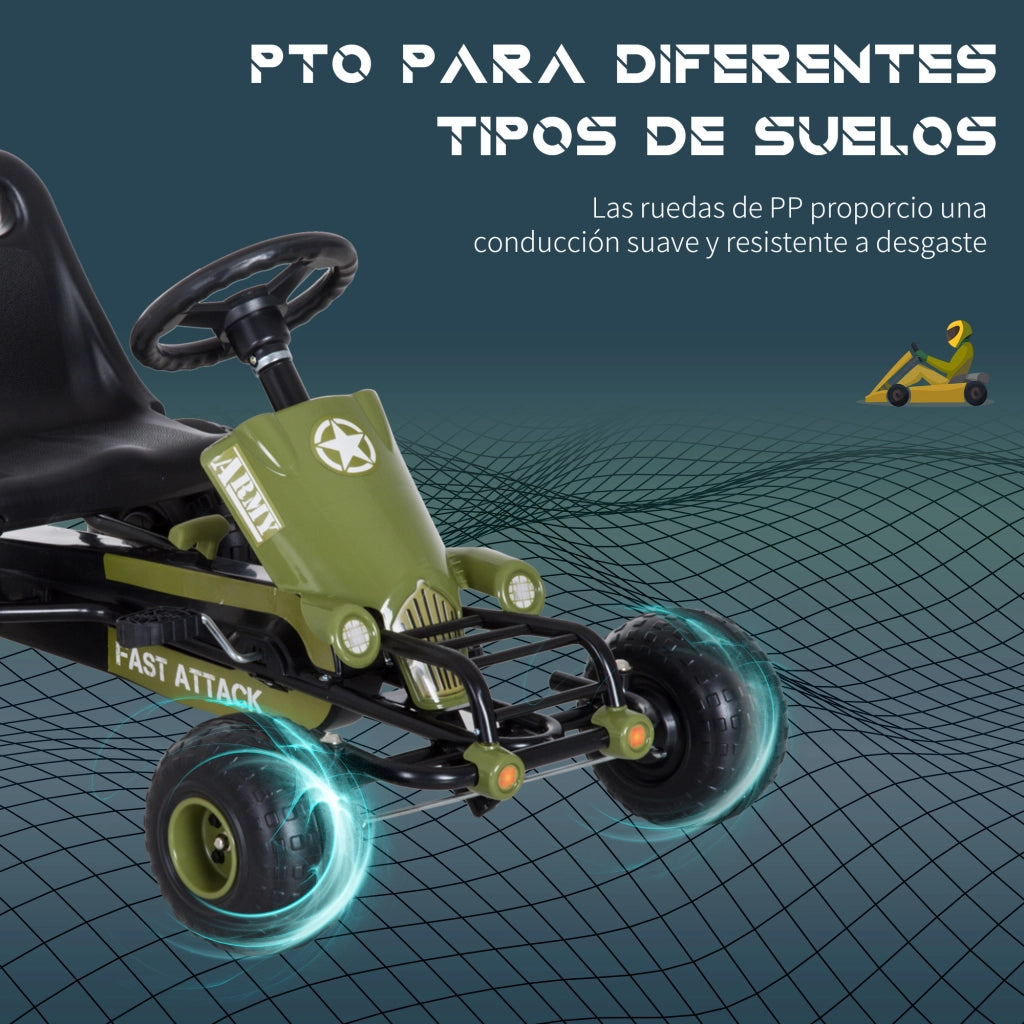 Go Kart Pedali per Bambini ¨C Zephmum ¨C Nero e Verde 99x65x56cm