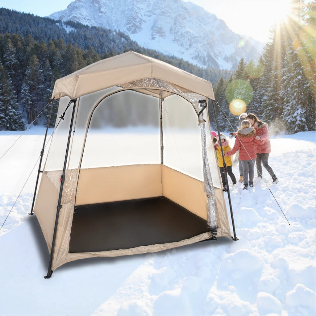 Tenda sportiva pop up con borsa da trasporto, Tenda a bolla portatile in PVC trasparente per pesca e campeggio 180 cm Marrone-Tende