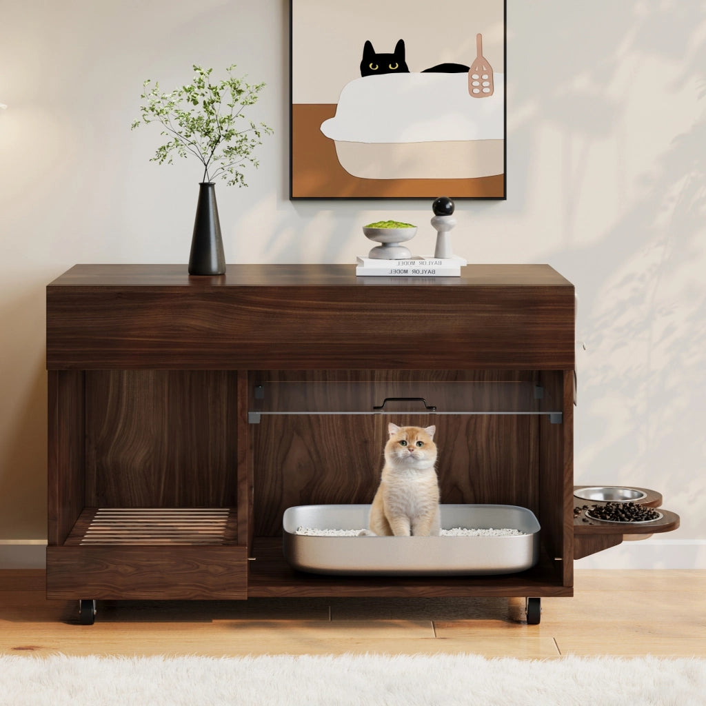 Mobiletto Portaciotola per Gatti ¨C MINIMAL ¨C Noce, 100x45.5x67 cm