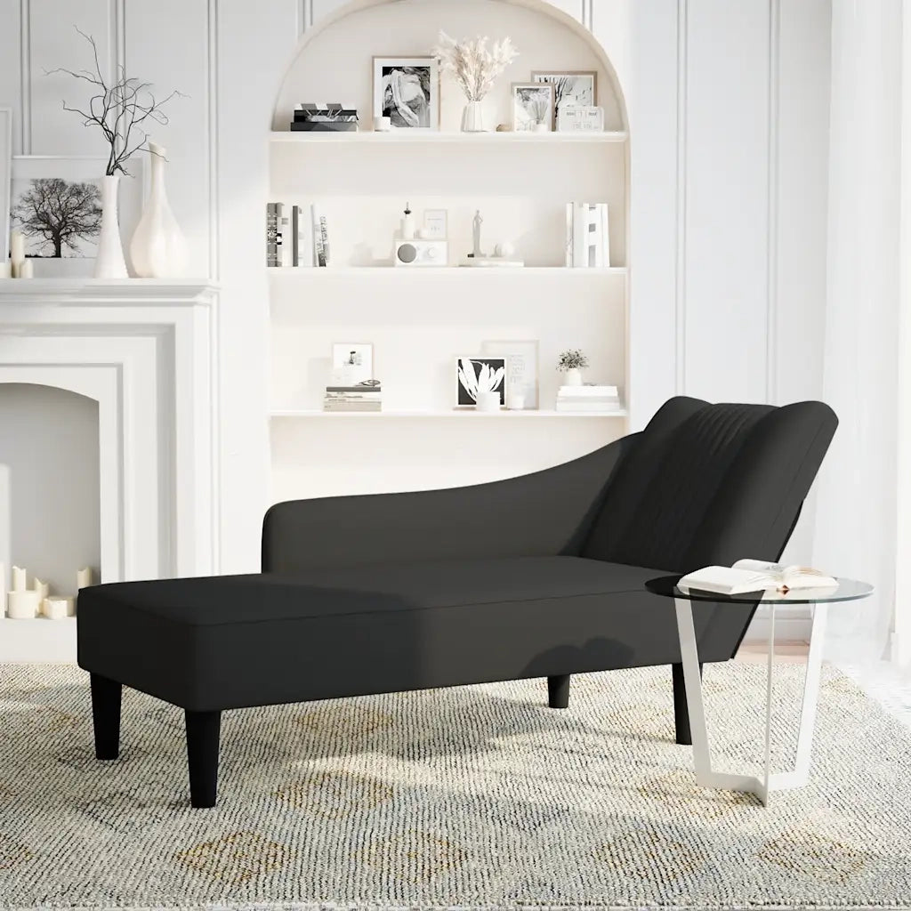 Sdraio con Bracciolo Destro in Velluto Nero 4009797