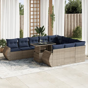 Set Divani Giardino 11 pz con Cuscini Polyrattan Acacia Grigio 3326712