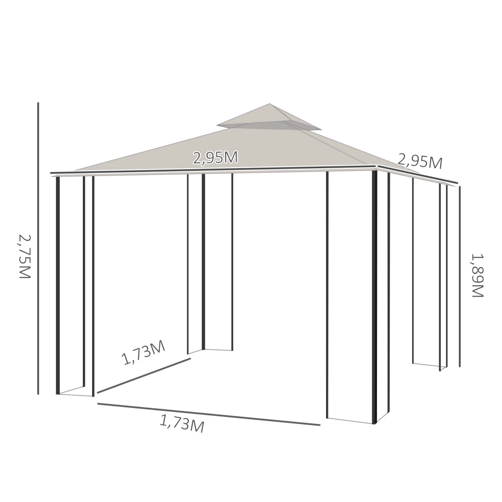 Gazebo da giardino ¨C Minimal ¨C beige e nero 295x295x275 cm