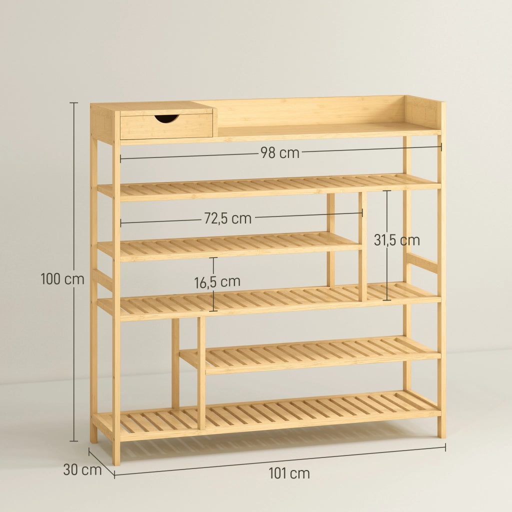 Scarpiera in bambu con cassetti e ripiani ¨C Minimal ¨C Bianco 6 livelli