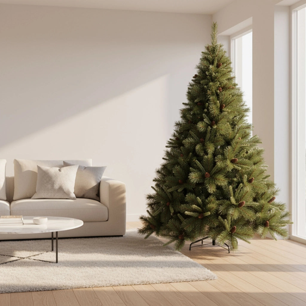 Alabaster - Albero di Natale Tradizionale con Pigne in PVC e PP Ø114x180H cm, 668 Punte