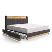 Vitalispa Letto imbottito Antracite 180x200 cm con 4 cassetti
