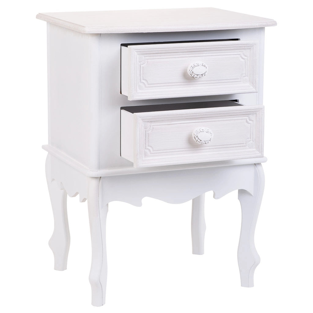 Comodino in legno con 2 cassetti bianchi 42x34x57.h cm
