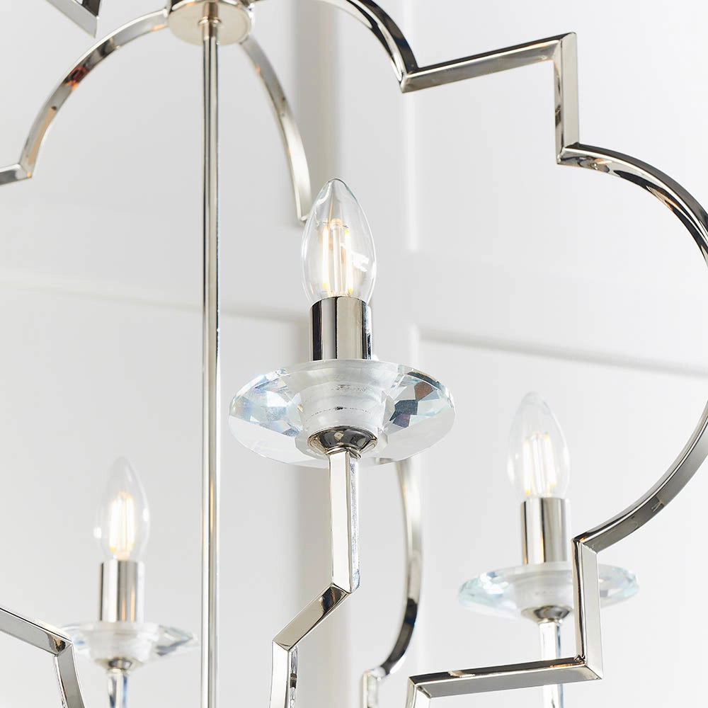 Lampadario vintage Garland nichel lucido cristallo 4xE14 Endon