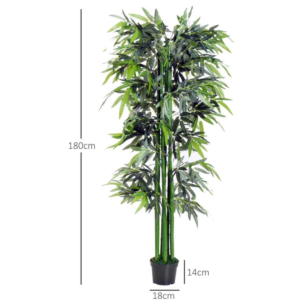 Albero Artificiale Bamboo XXL ¨C zephmum ¨C 1.80m H, Nero e Verde, Vaso Incluso
