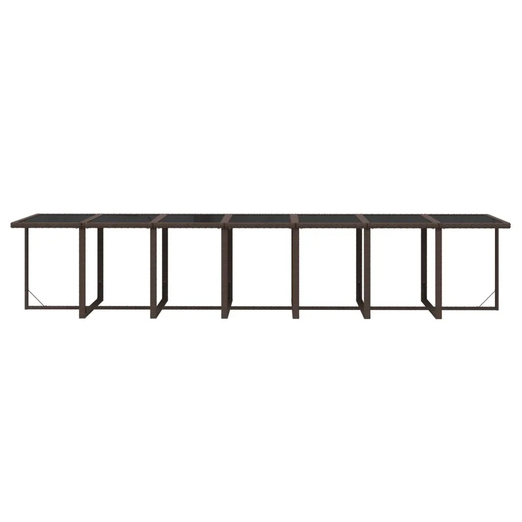 Set da Pranzo per Giardino 19 pz con Cuscini Polyrattan Marrone 3095648