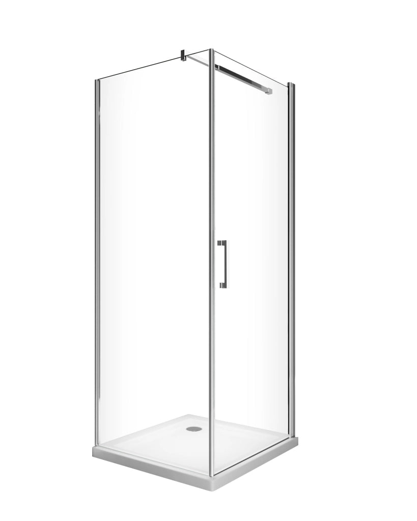 Box Doccia Battente e Parete Fissa Laterale Vetro Temperato 8 mm Easy-clean Reversibile PORTA 72-74 + FISSA 73,5-75,5