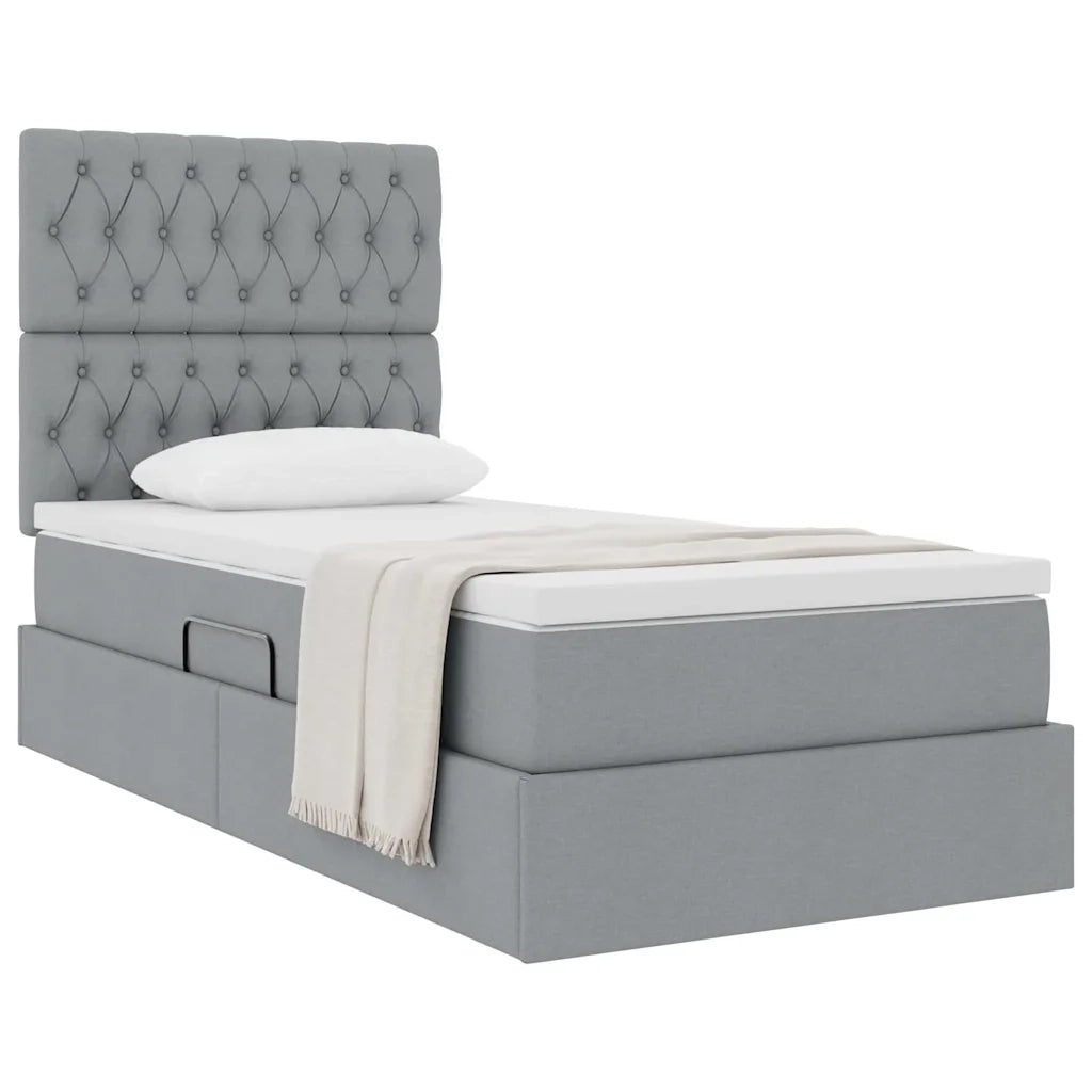 Letto con contenitore e materasso Grigio chiaro 100 x 200 cm 3371823