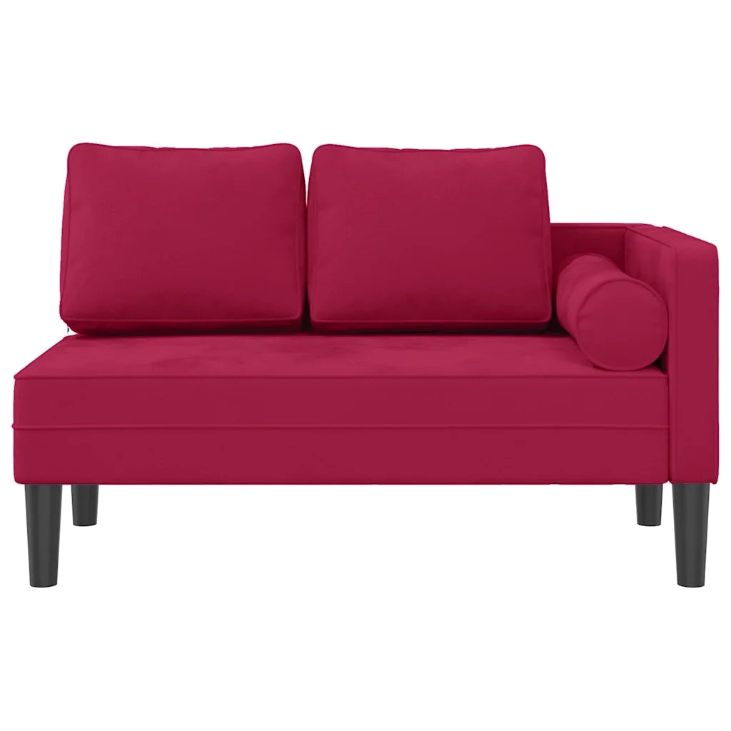Chaise Lounge con Cuscini Rosso Vino in Velluto 4007575
