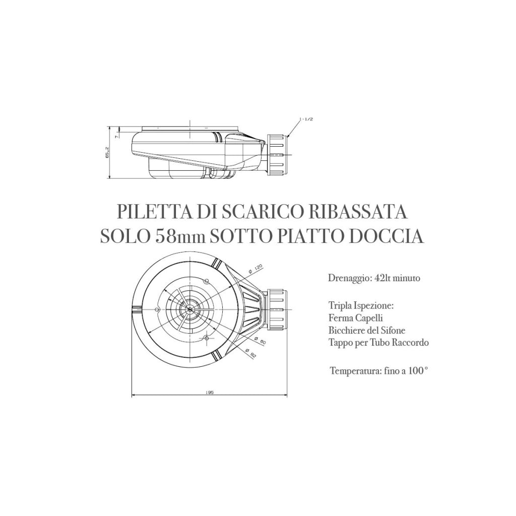 Piatto doccia in marmoresina tortora effetto pietra cemento prestige, misura 80x200