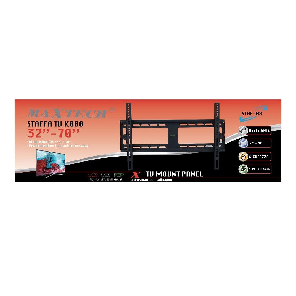 Trade Shop - Staffa Tv Supporto Da Muro Parete Televisione 32"-70" Fino 60kg Maxtech Staf-08 -