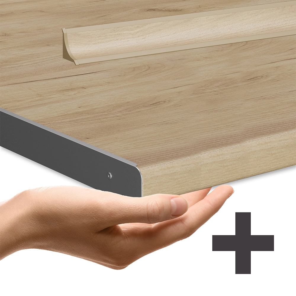 Cucina angolare completa R-Line Calcestruzzo/Rovere dorato 247 x 237 cm, PL Rovere Vicco