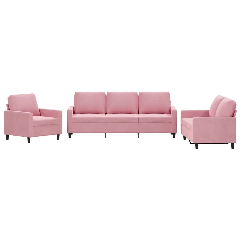 Set di Divani 3 pz con Cuscini rosa in Velluto 3201479