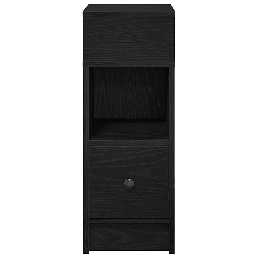 Comodino con Cassetto Nero 25x31x66 cm 858616