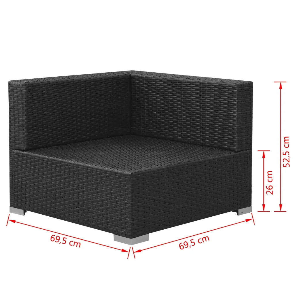 Set Divani da Giardino 3 pz | Set Salotto da Giardino con Cuscini in Polyrattan Nero