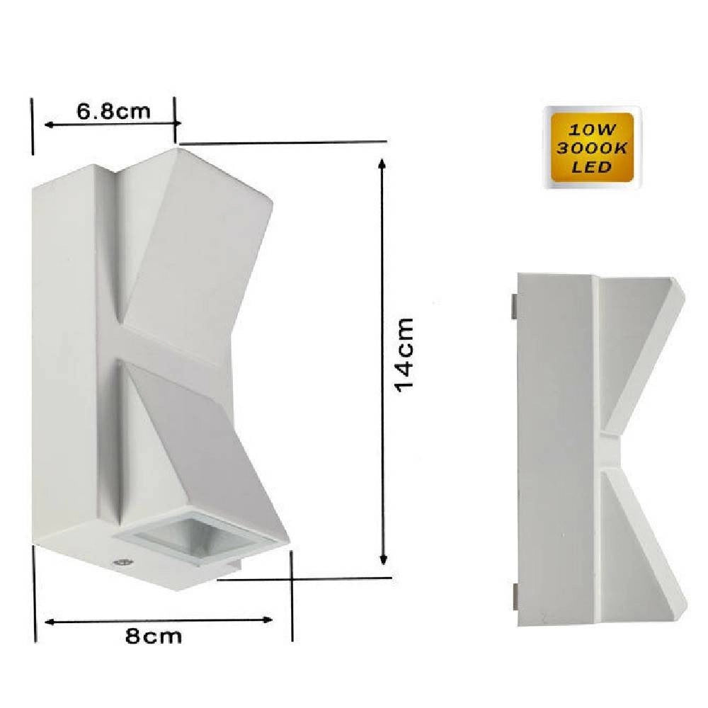 Trade Shop - Applique Doppia Emissione 10 W Per Esterno Luce Fredda Calda Ip65 Es04 Bianca -