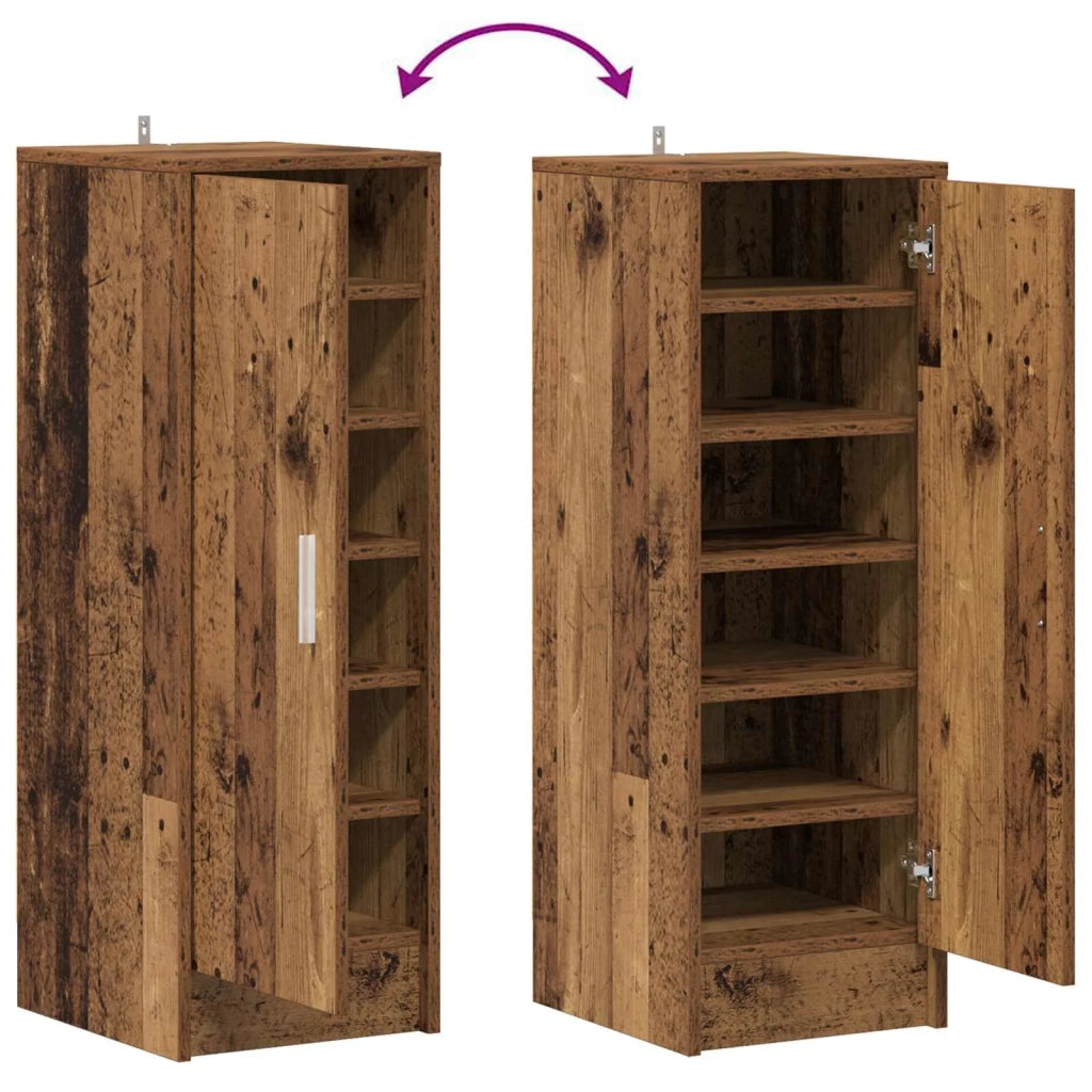 Scarpiera Legno Vecchio 32x35x92 cm in Legno Multistrato 856708